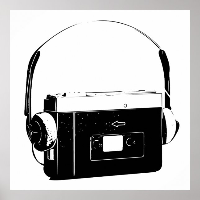 Poster 80's Portable Cassette Player, Walkman. (Devant)