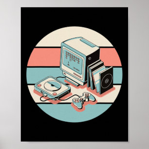 Poster 80s Retro Vintage Gamer Arcade Machine Jeu cadeau