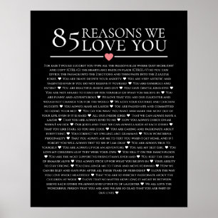 Poster 85 raisons pour lesquelles nous vous aimons 80e 60