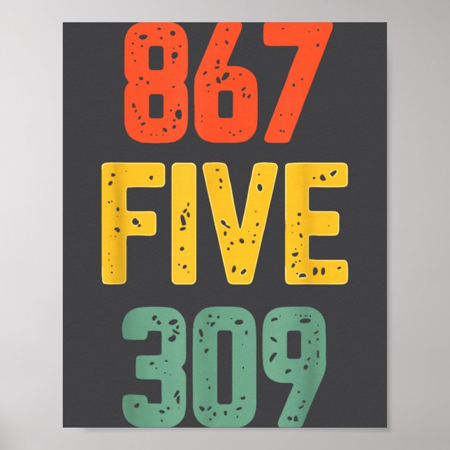 Poster 867 Five 309 Retro Music Number Funny 80s Throwbac (Devant)