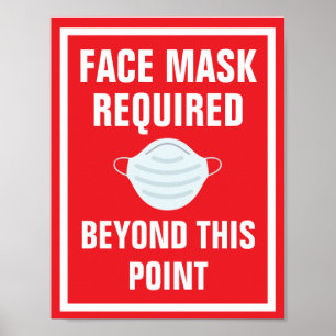 Poster 8.5" X 11" Bold Red Face Mask Beyond This Point