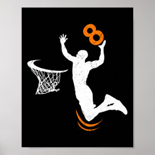 Poster 8 Ans Bysketbyll Dunk 8 Anniversaire de fête Garço