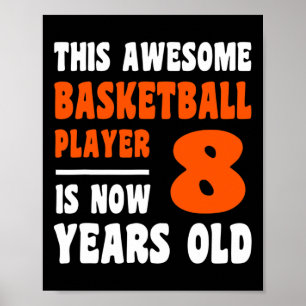 Poster 8 ans Joyeux 8e anniversaire Basketball 8e Birt