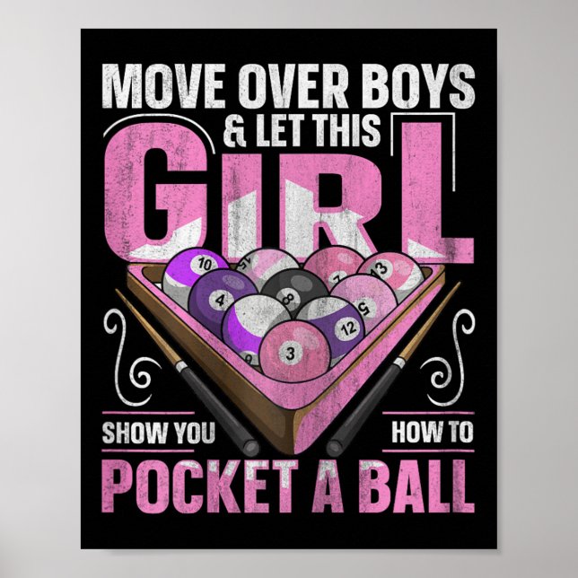 Poster 8 Ball Pool Billard Devis Pour Une Joueuse De Bill (Devant)