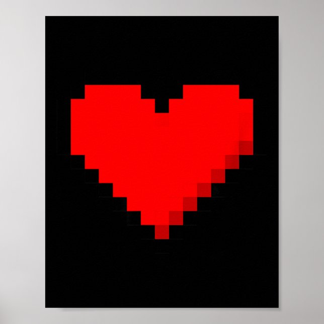 Poster 8 Bit Heart Retro Valentines Day Xel Artwork  (Devant)
