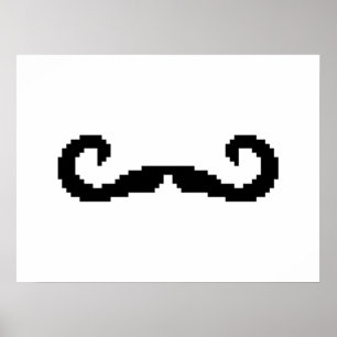 Poster 8 Bit Pixel Handlebar Moustache