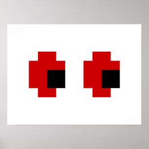 Poster 8 bits Éffrayants yeux rouges