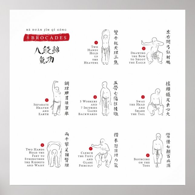 Poster 8 Brocades Ba Duan Jin QiGong (Devant)