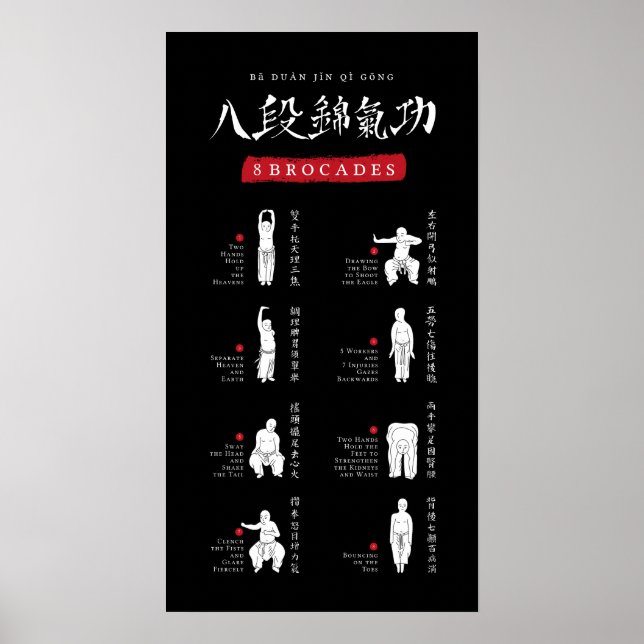 Poster 8 Brocades Ba Duan Jin QiGong (Devant)