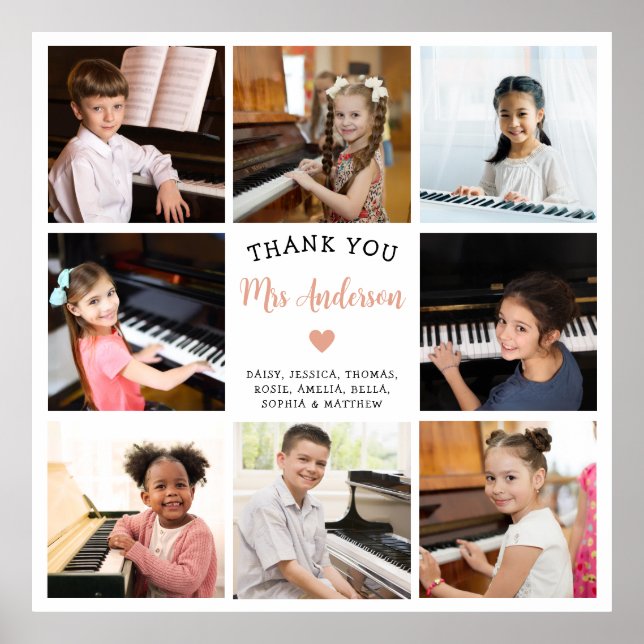 Poster 8 Photo Collage Musique Enseignant Cadeau (Devant)