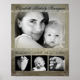 Poster 8"x10" 4 Fente Famille Collage Montage Antique Dam