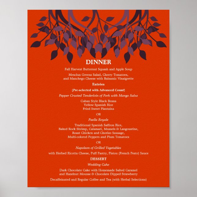 Poster 8 x 10 Menu table de dîner pour encadrement (Devant)