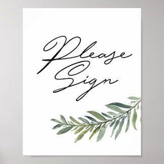 Poster 8" x 10" S'il vous plaît signer l'affiche, Feuille