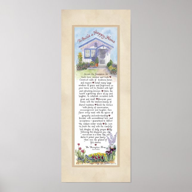 Poster 8 x 20 Pour construire une maison heureuse, parche (Devant)