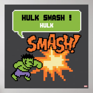 Poster 8Bit Hulk Attack - Hulk Smash!