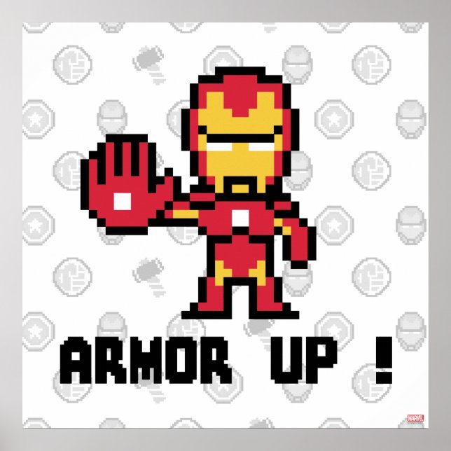 Poster 8Bit Iron Man - Armor Up! (Devant)