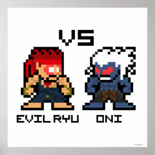Poster 8bit Ryu mauvais CONTRE Oni