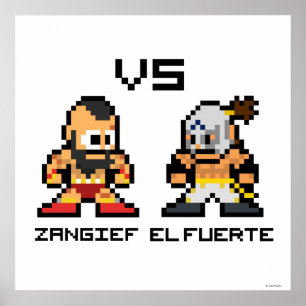 Poster 8bit Zangief CONTRE l'EL Fuerte