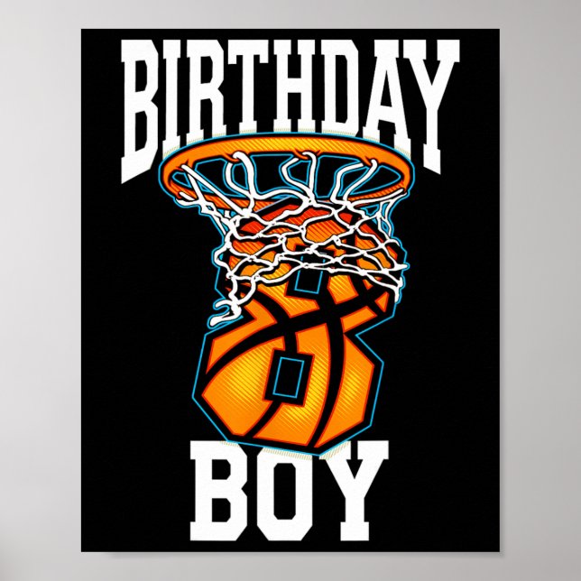Poster 8e anniversaire Basketball 8 ans Enfants Cadeau 1 (Devant)
