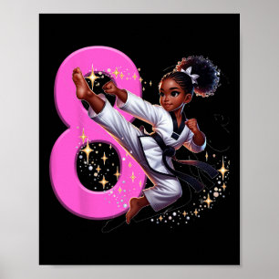 Poster 8e anniversaire Black Girl Martial Arts Party Taek
