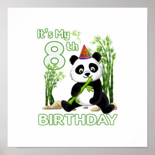 Poster 8e anniversaire Cadeaux 8 ans Vieux fête Animal Pa