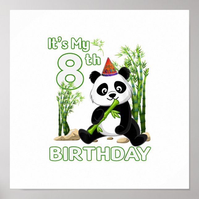 Poster 8e anniversaire Cadeaux 8 ans Vieux fête Animal Pa (Devant)