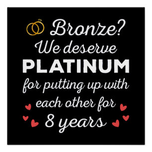 Poster 8ème anniversaire Mariage I - Bronze Funny Couple