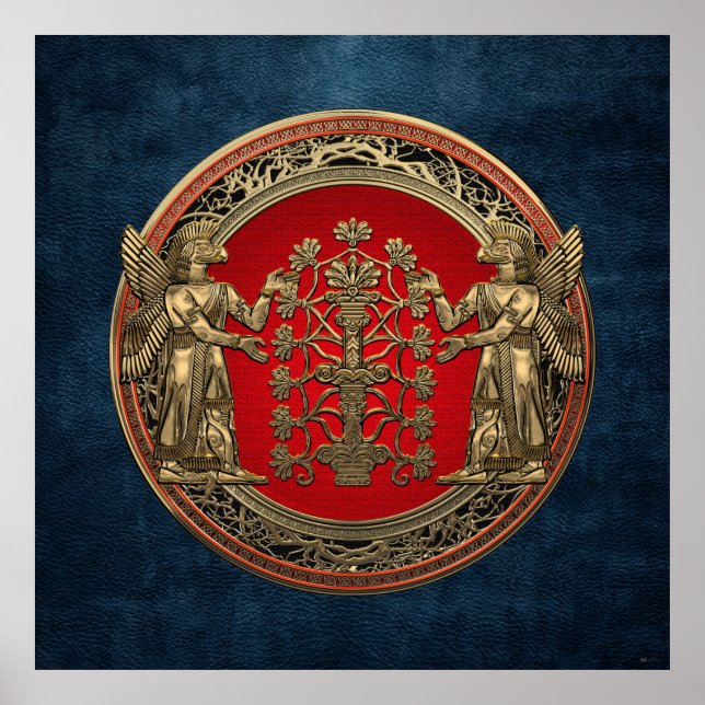 Poster [900] Deux Ninurtas d'or avec arbre de vie (Devant)