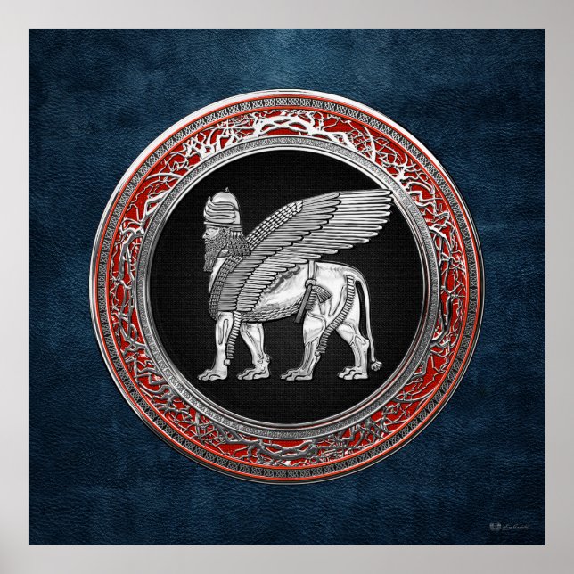 Poster [900] Lion ailé assyrien - Lamassu argenté (Devant)