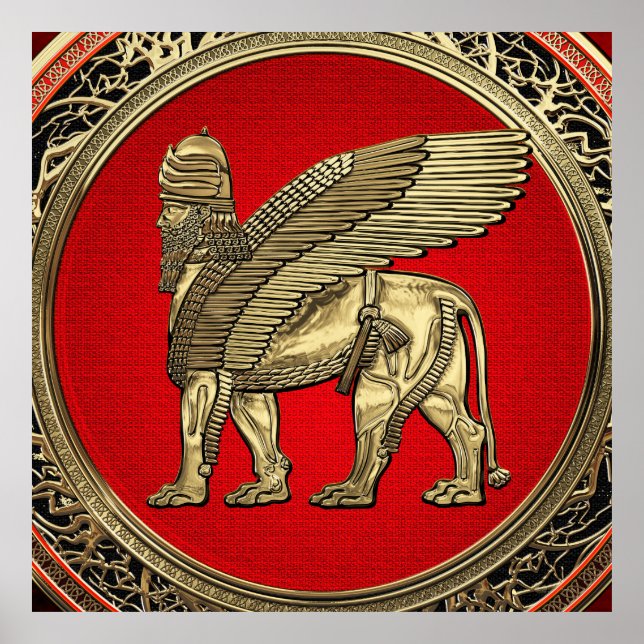 Poster [900] Lion ailé assyrien - Lamassu d'or (Devant)