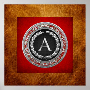 Poster [900] Monogramme Vintage "A" Argent