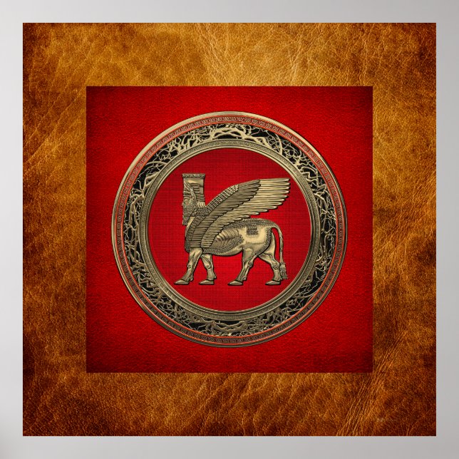 Poster [900] Taureau ailé assyrien - Lamassu d'or (Devant)