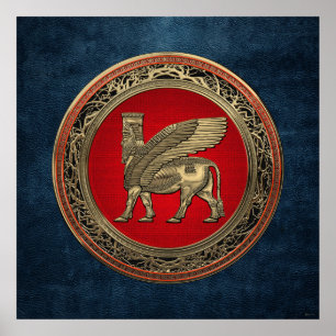 Poster [900] Taureau ailé assyrien - Lamassu d'or