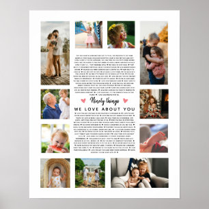Poster 90 choses que nous aimons de vous cadeau photo d'a