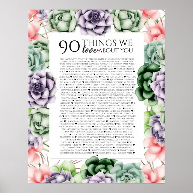 Poster 90 raisons que nous vous aimons, 45 raisons, 60e a (Devant)