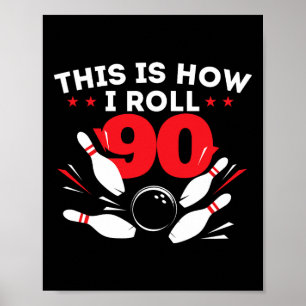 Poster 90e anniversaire Bowling Lover 90 ans Anniversaire