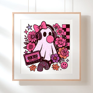 Poster 90s Bubblegum esthétique Rétro Fille Fantôme Hallo