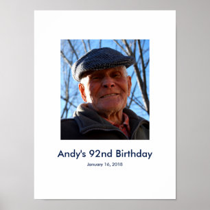 Poster 92e anniversaire photo personnalisée Connexion Par