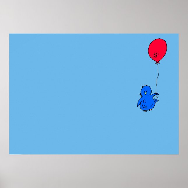 Poster 965 Bleu du bonheur et un ballon rouge (Devant)