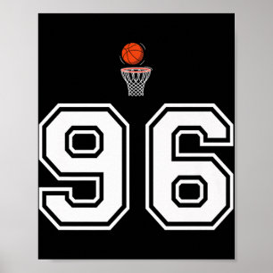 Poster 96 Nombre Style Basketball Vintage Blanc Premium