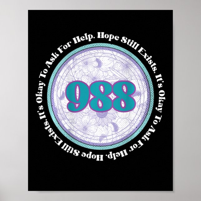 Poster 988 Prévention du suicide Il est bon de demander d (Devant)