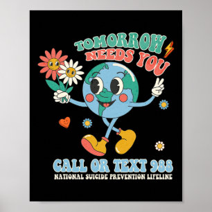 Poster 988 Prévention du suicide Restez demain Besoin de 