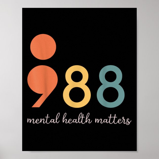 Poster 988 Semicolon Santé mentale S Prévention du suicid (Devant)