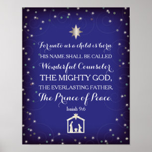Poster 9:6 d'Isaïe pour à nous un enfant est né (11x14)
