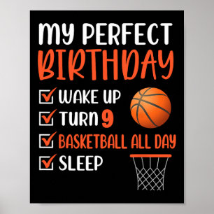 Poster 9 ans Basketball Anniversaire fête 9e Anniversaire