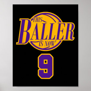 Poster 9 Ans Basketball Baller Purple Et
