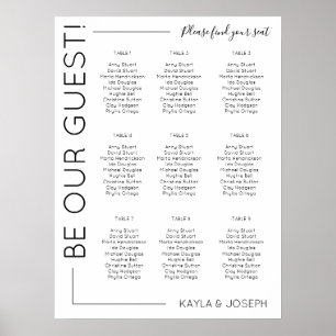 Poster 9 table Minimalist Wedding seating chart template