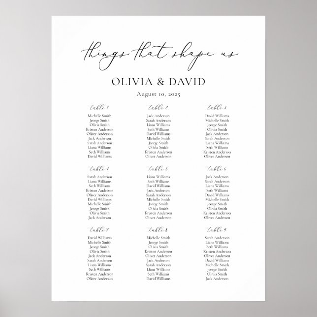 Poster 9 Tableaux Choses simples qui nous façonnent Table (Devant)