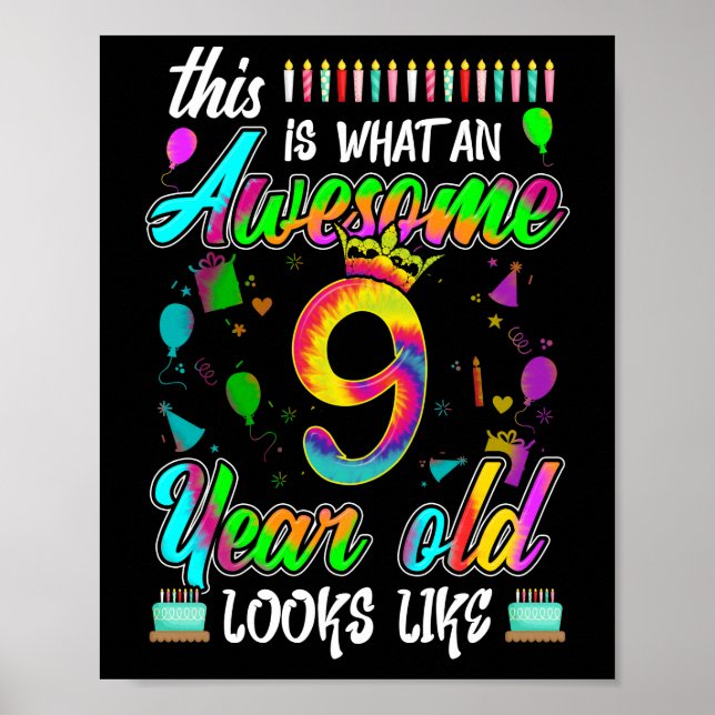 Poster 9e anniversaire Awesome 9 ans il ressemble (Devant)