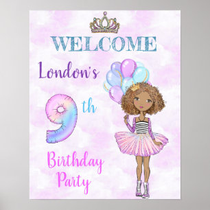 Poster 9e anniversaire fille princesse africaine américai